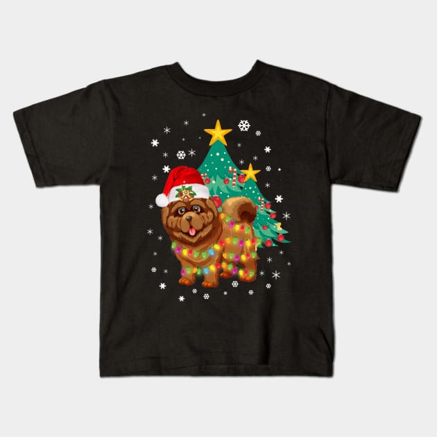 Christmas Lights Chow Chow Dog Kids T-Shirt by Sinclairmccallsavd